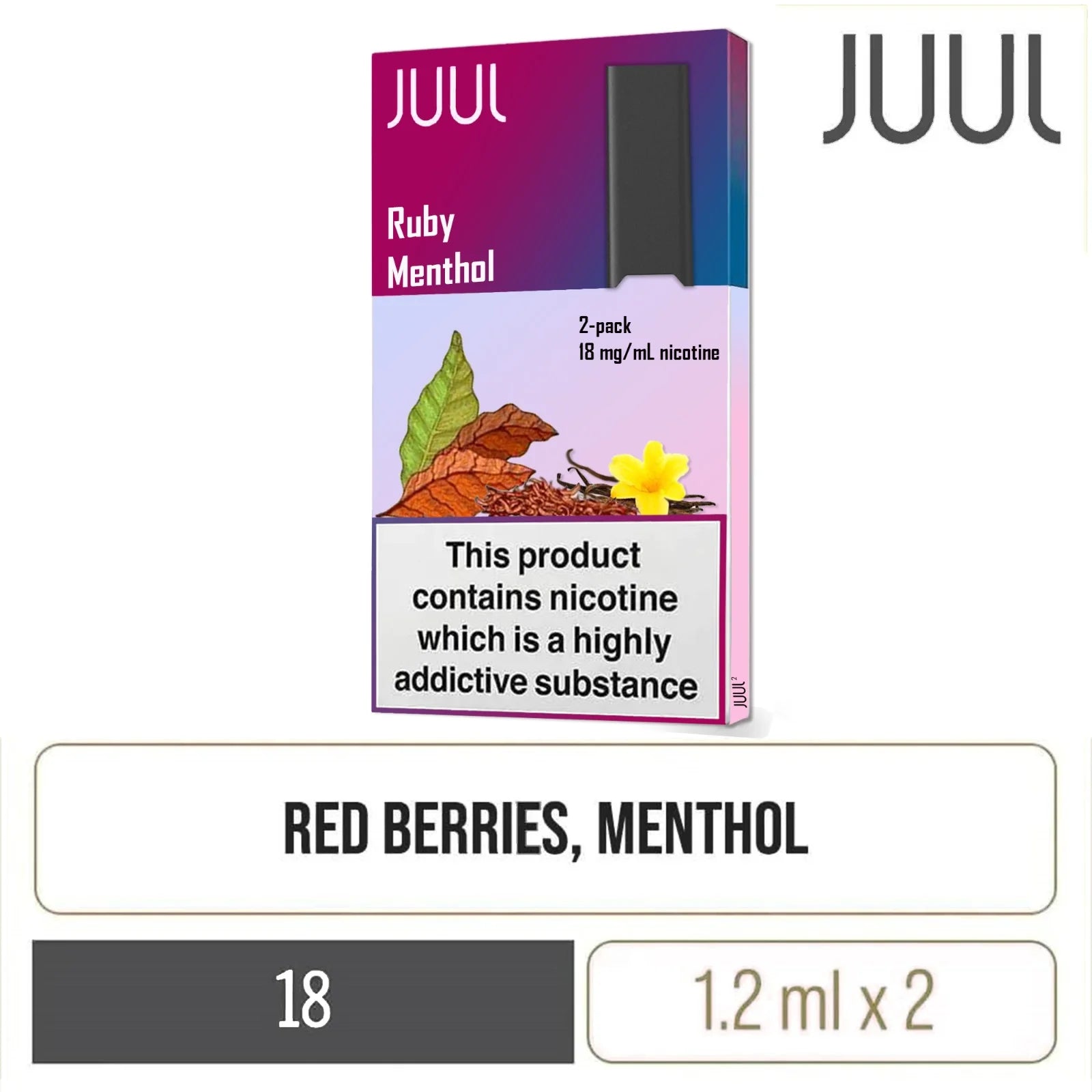 JUUL2 Ruby Menthol Pods (2 Pods)